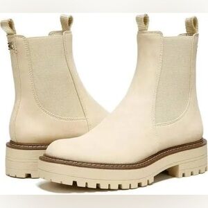 Sam Edelman Laguna Chelsea Cream Leather Ankle Boot waterproof casual classic